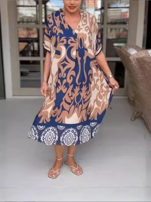 Alix | Robe midi d’été avec encolure en V ludique