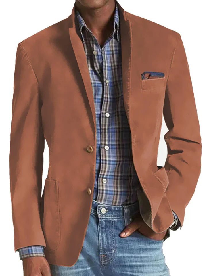 Blazer Décontracté Rétro À 3 Poches De Couleur Unie