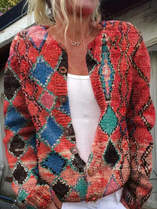 Cardigan à Motif Floral
