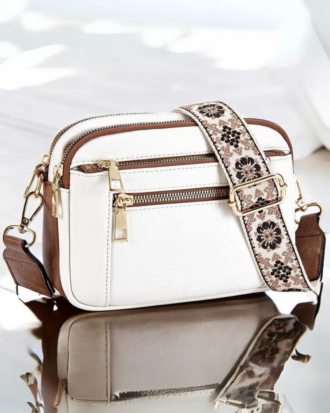 Camille | Sac à Bandoulière en Cuir Élégant pour Femme avec Compartiments Pratiques