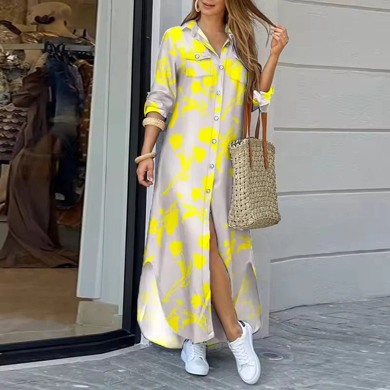 Lucy – Robe Chemise Longue Imprimée