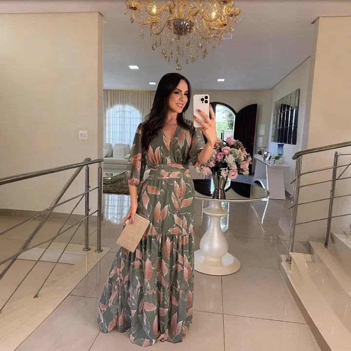 CLAUDIA | Robe Longue Fleurie à Coupe Confortable pour Journées Élégantes