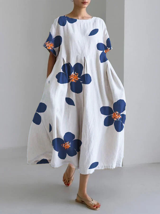 CATERINA | Robe longue d'été avec fleurs vives et confort doux pour les journées ensoleillées