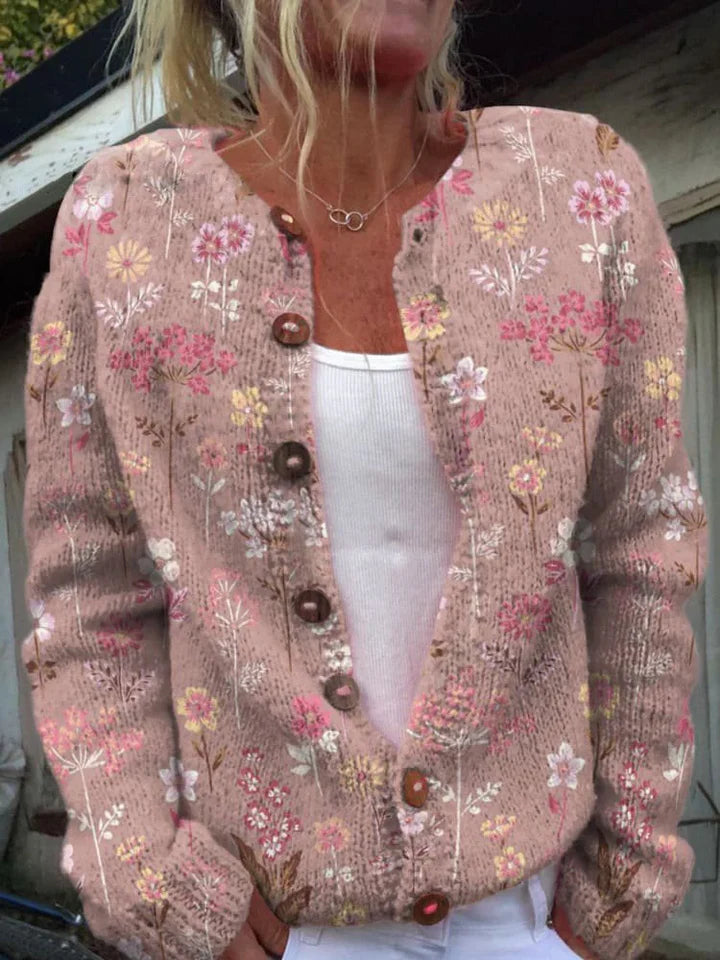 Cardigan à Motif Floral