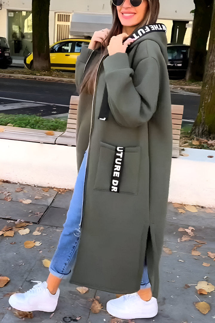 Élise™ | Veste longue zippée à capuche