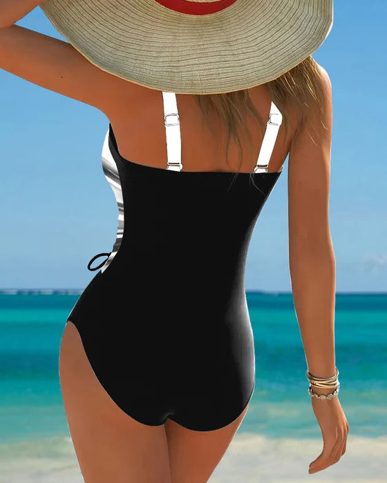 Maillot de Bain Monopièce Cordelette de Couleur Contrastée
