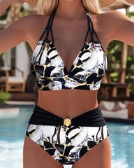 Bikini Rétro Imprimé Deux-Pièces