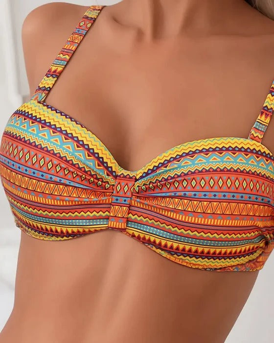 Maillot De Bain Deux Pièces Soutien-Gorge Imprimé Rayé