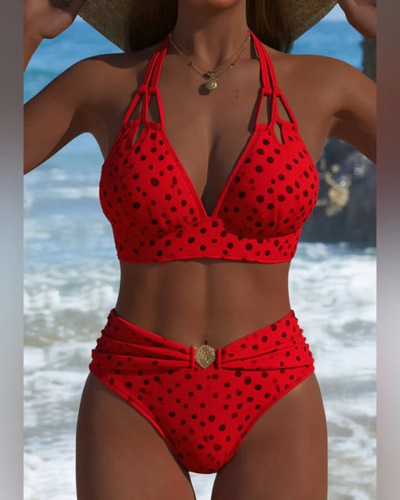 Maillot de bain deux pièces sexy à pois